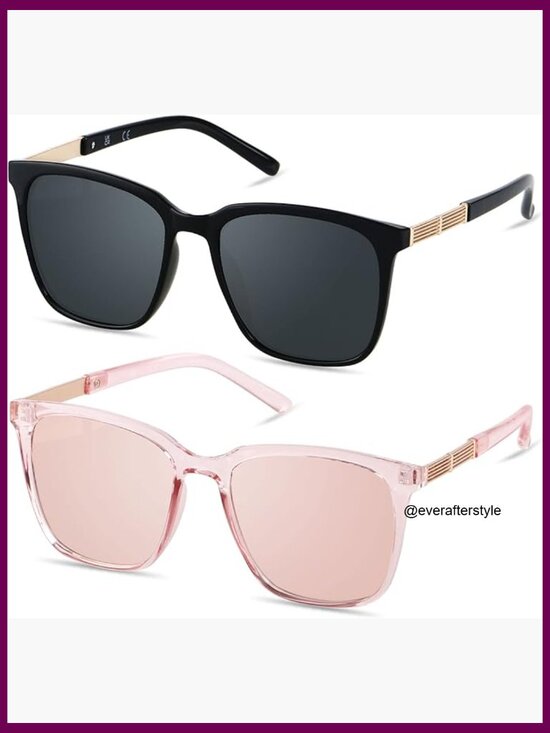Oversized Square Sunglasses UV Protection Mirrored Lens Plastic Frame main image 5